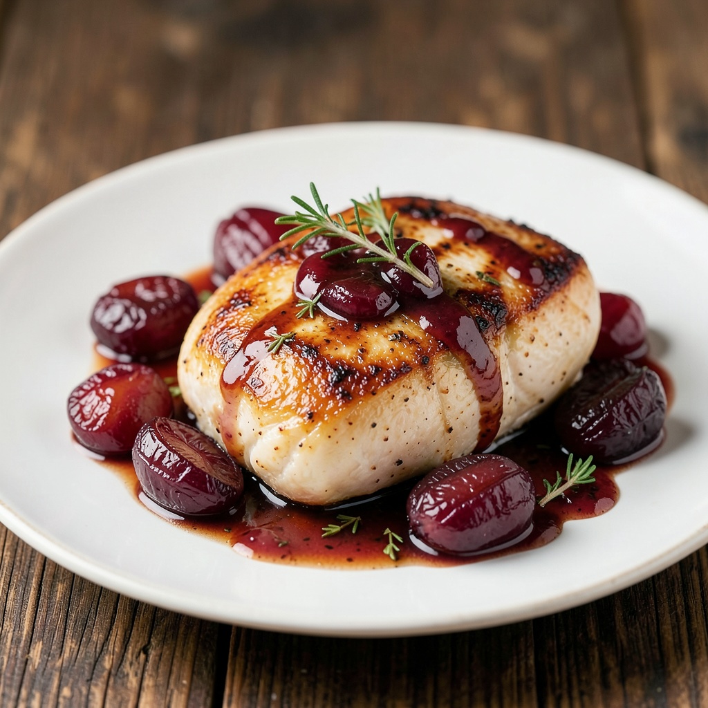 Roasted Chicken with Grape and Thyme Sauce