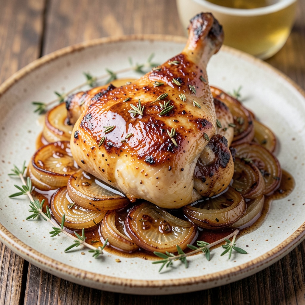 Beer-Braised Chicken Thigh with Caramelized Onions
