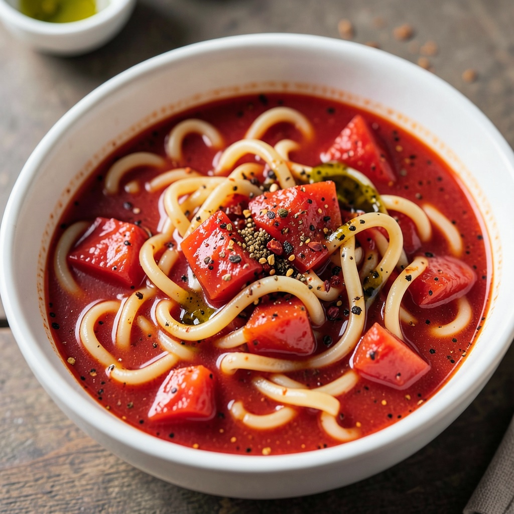 Tomato-Spiced Noodles Soup with a Twist