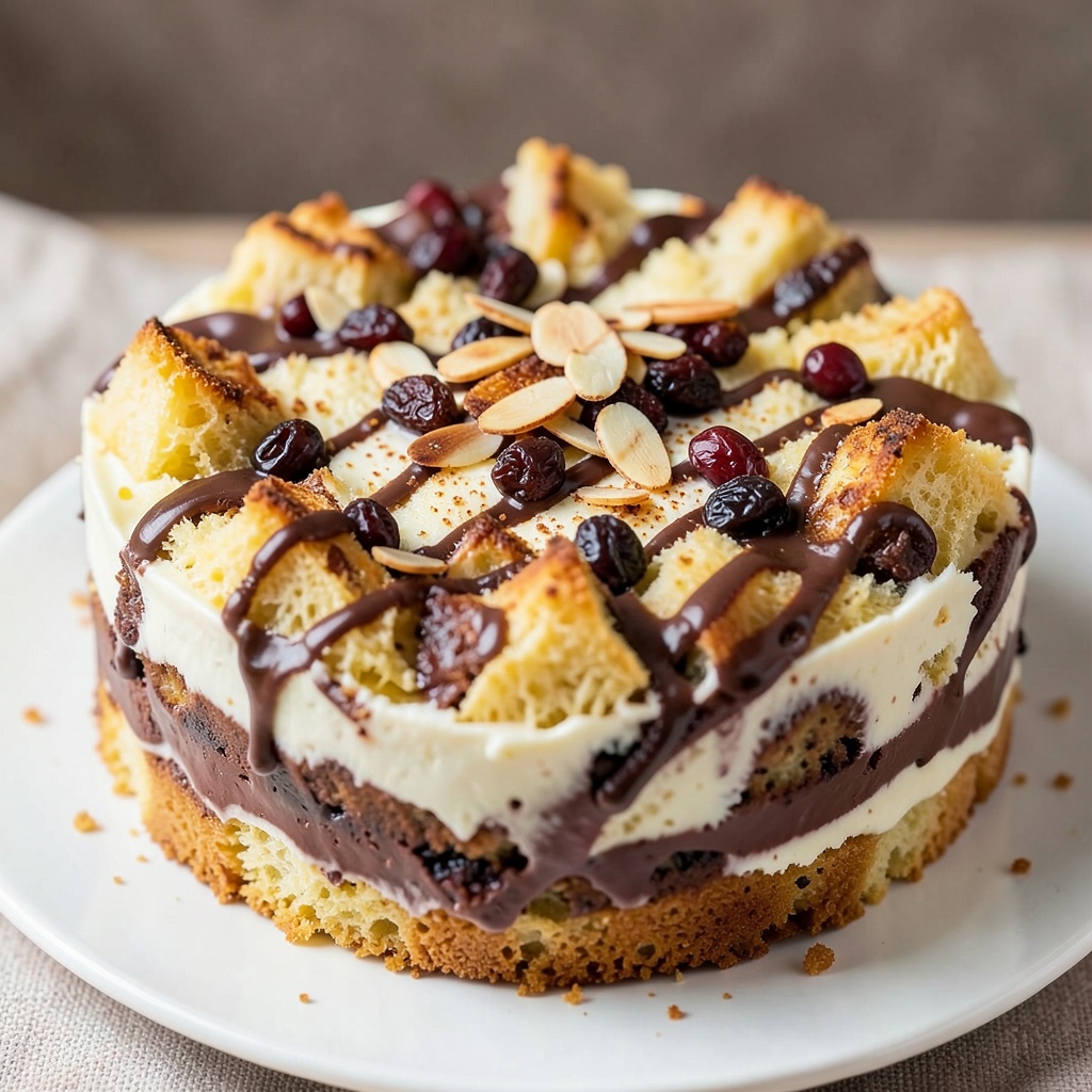 Coconut Chocolate Chip Bread Pudding Cake