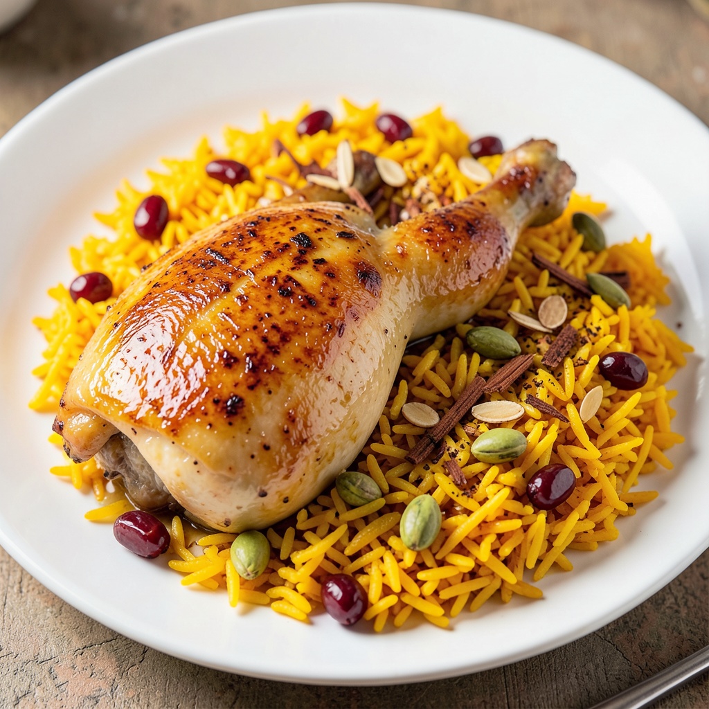 Persian Saffron Chicken with Jeweled Rice