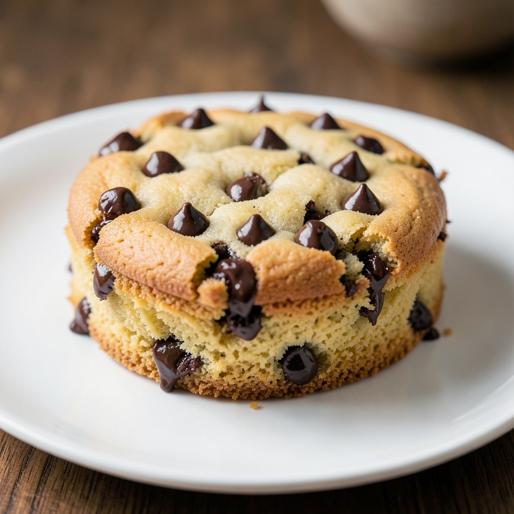 Microwave Eggless Spongy Cookie Cake with Chocolate Chips