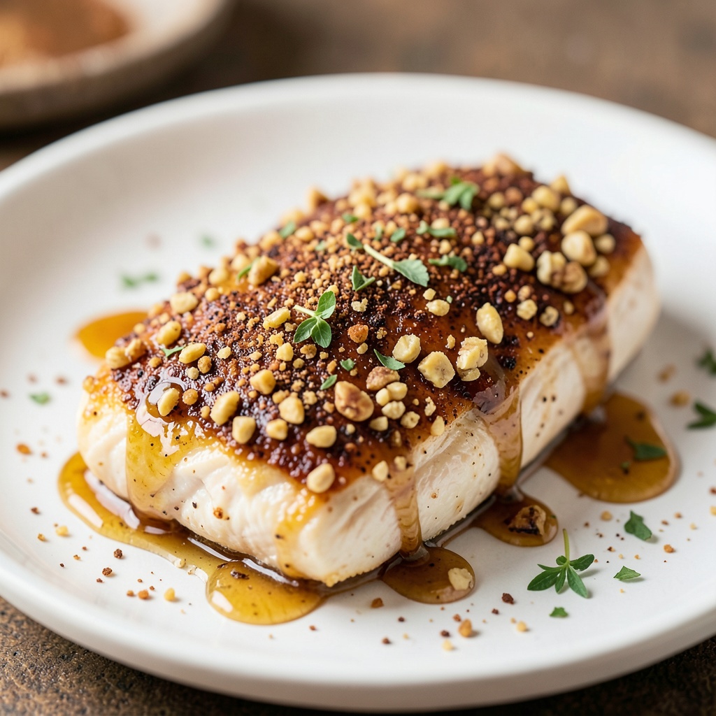 Spiced Nut-Crusted Chicken with Honey Glaze