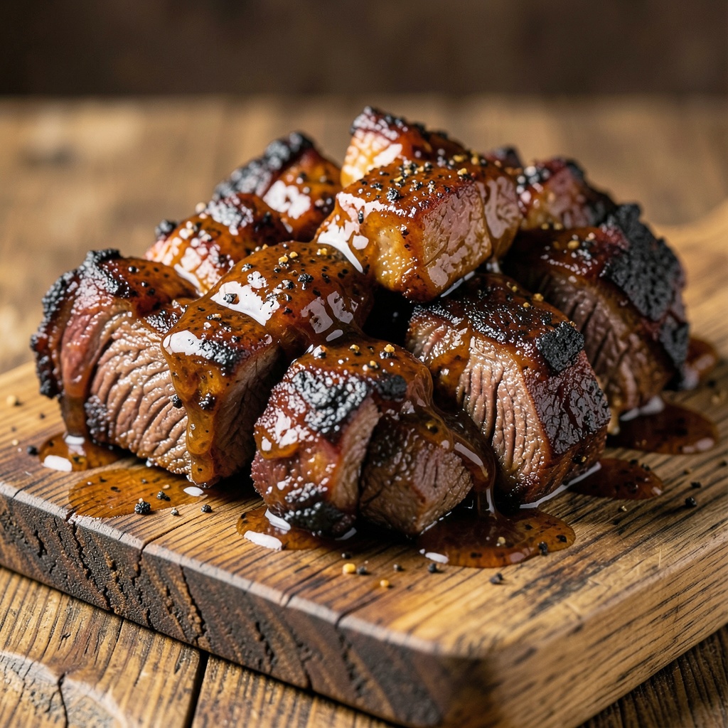 Traeger Smoked Burnt Ends with a Maple Chipotle Glaze