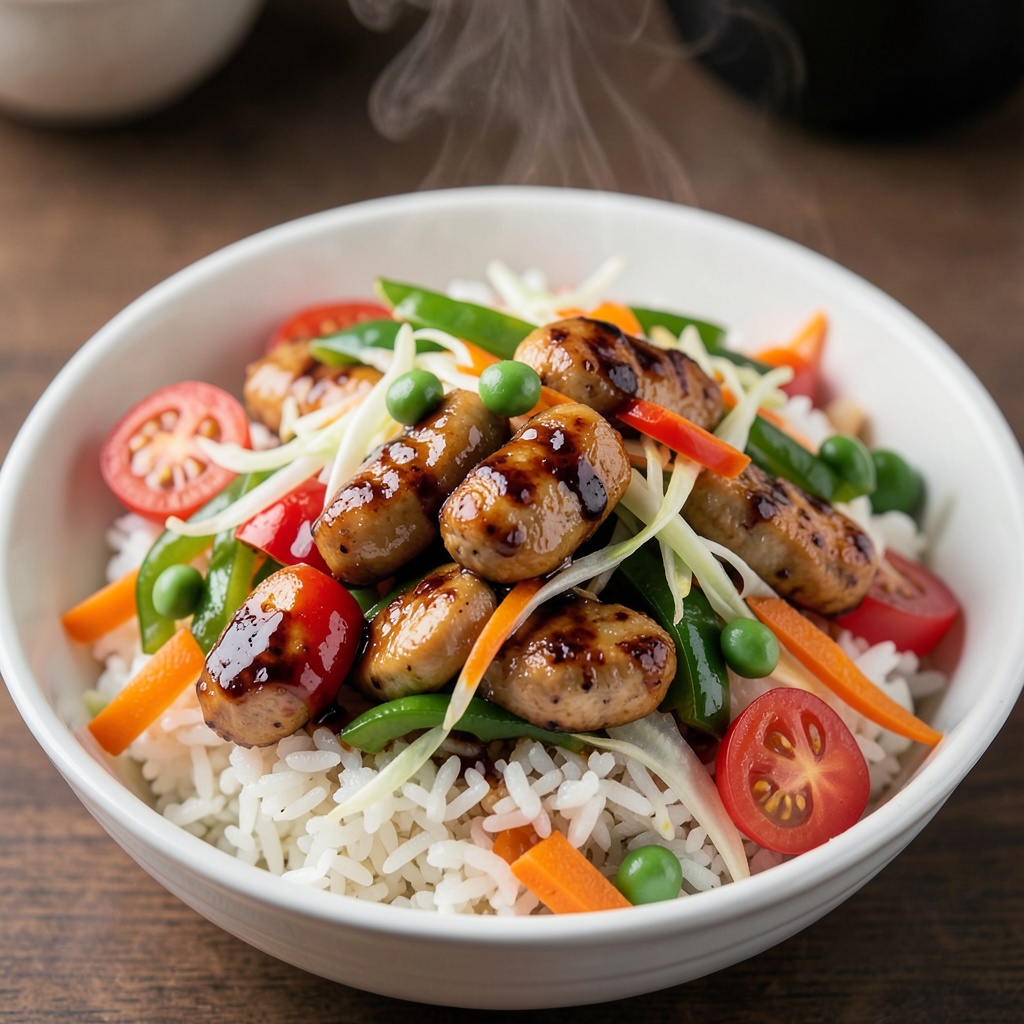 Chicken Gizzard Vegetable Stir-Fry with Rice