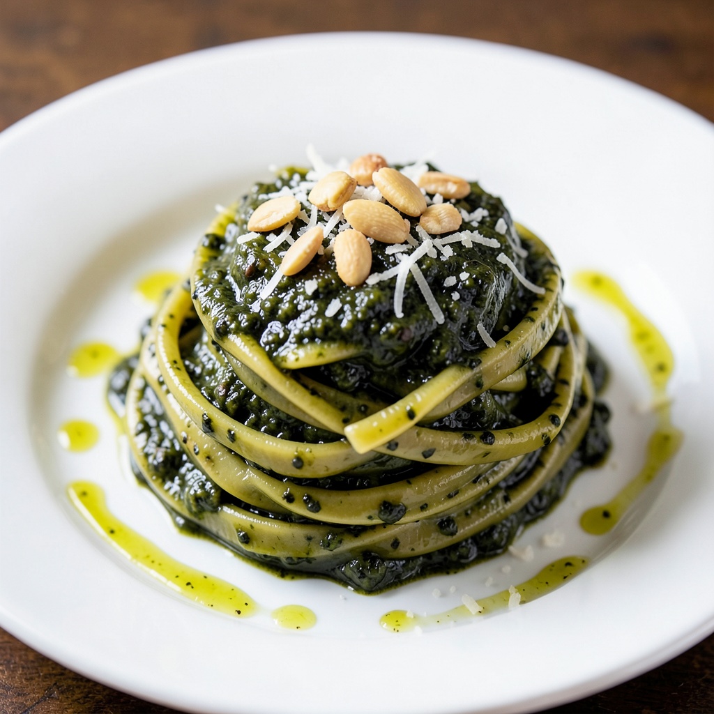 Black Garlic Scape Pesto Pasta