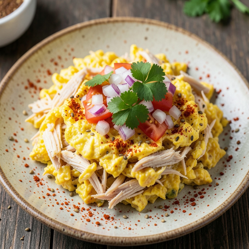 Spicy Indian Chicken and Egg Bhurji