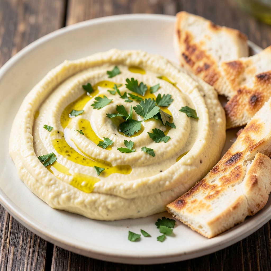Zesty Lemon Hummus with Warm Pita