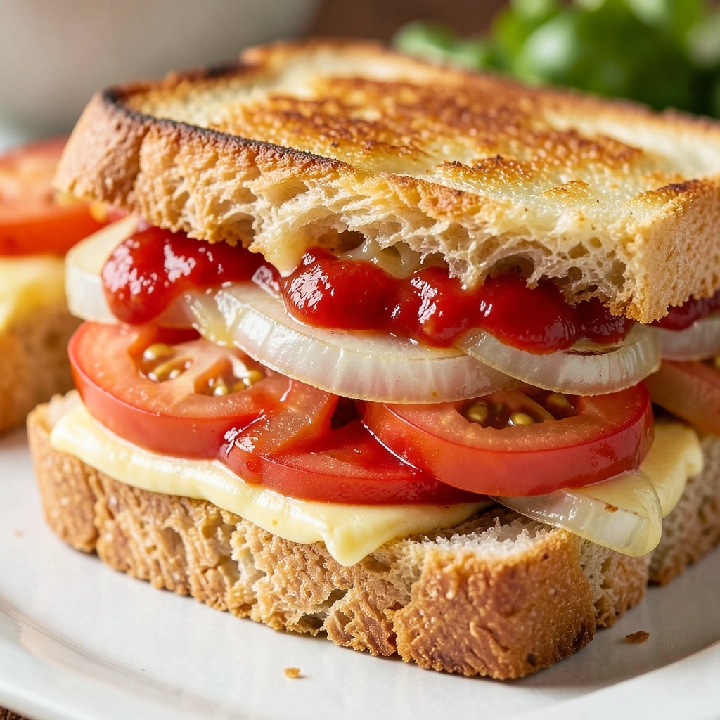 Classic Buttered Cheese and Tomato Ketchup Sandwich