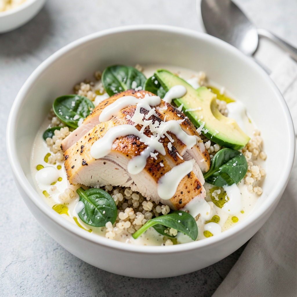 High-Protein Creamy Chicken and Quinoa Bowl