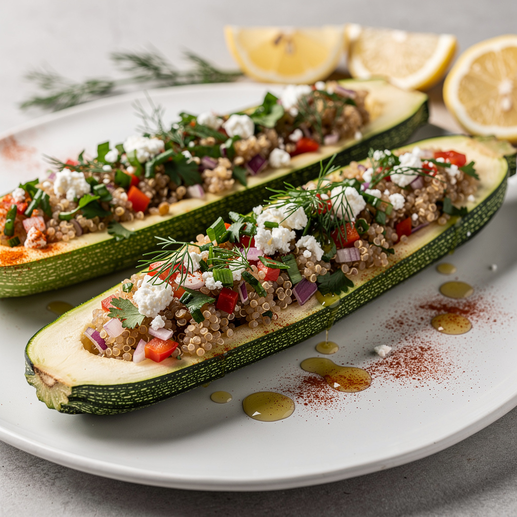 Stuffed Zucchini with Quinoa and Herbs