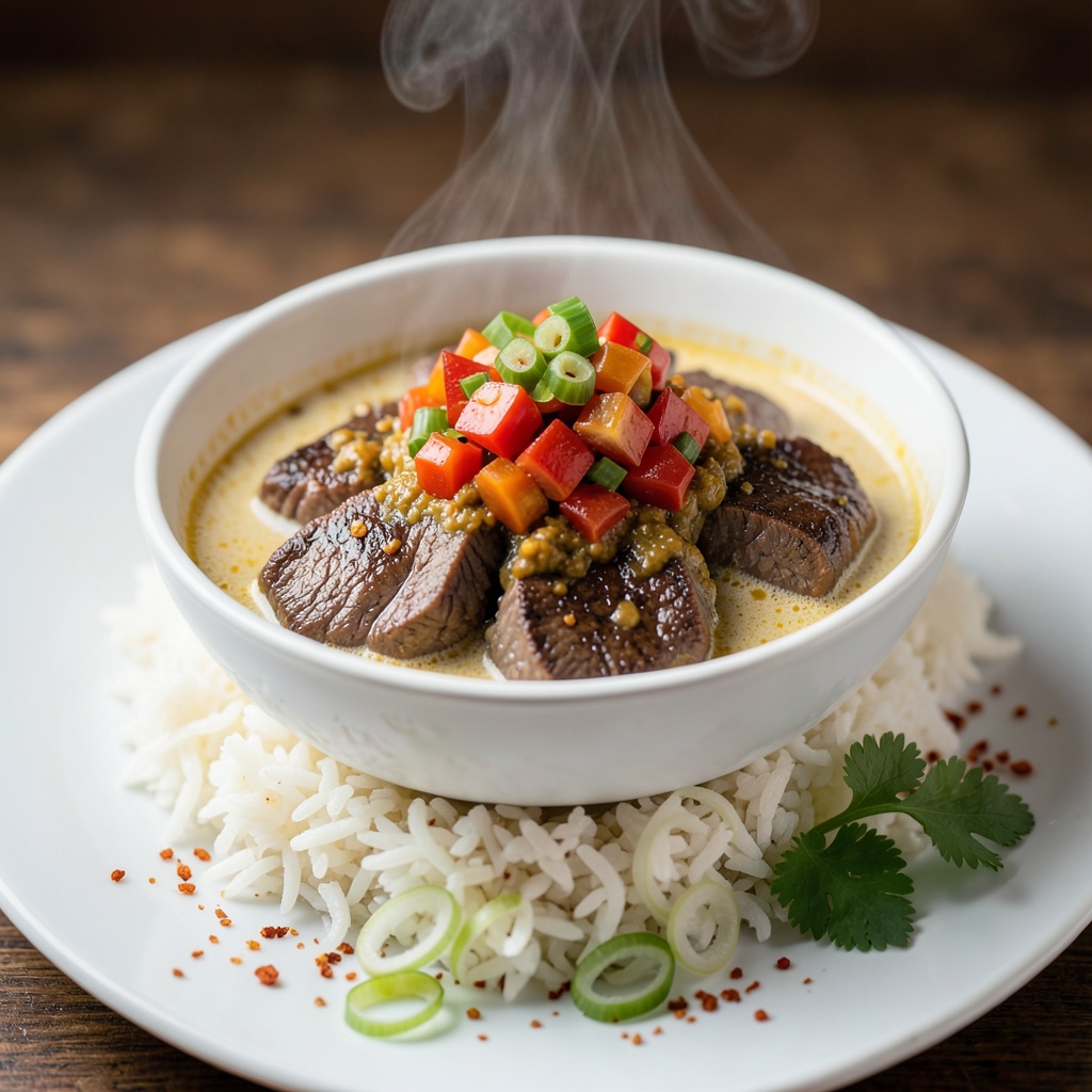 Spicy Kimchi Rendang Rice Bowl