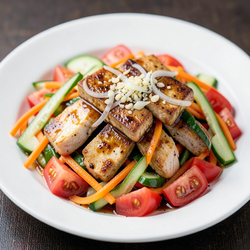 Garlic Chicken and Tofu Stir-Fry with Fresh Veggies