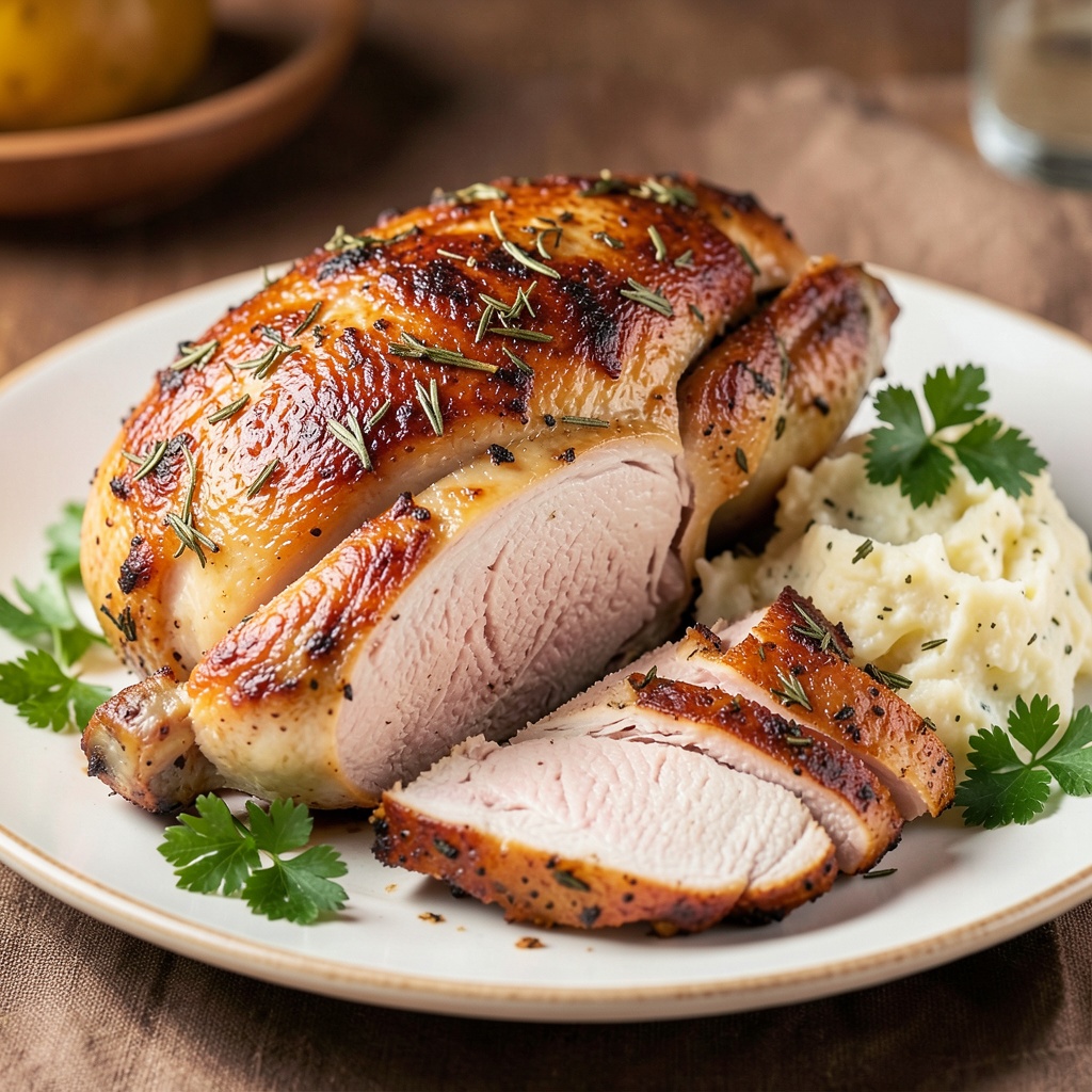 Herb-Roasted Turkey Breast with Garlic Mashed Cauliflower