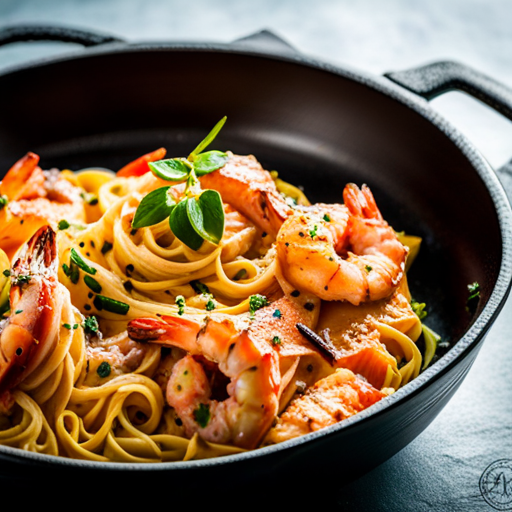 Creamy Salmon and Shrimp Pasta Recipe | cookAIfood