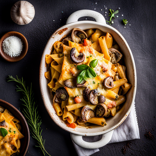 Cheesy Mushroom Pasta Bake Recipe | cookAIfood