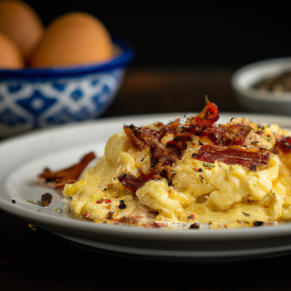 Scrambled Eggs with Bacon and Onions
