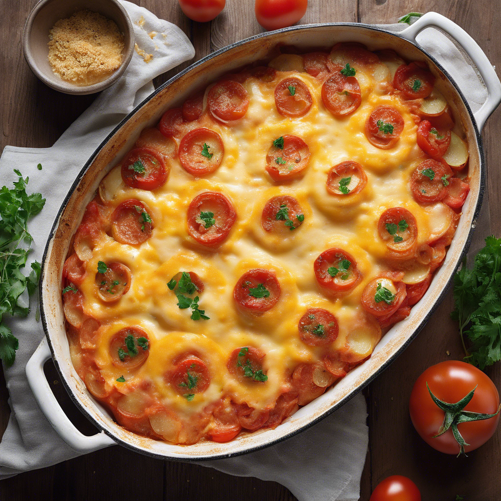 cheesy-tomato-potato-bake-recipe-cookaifood