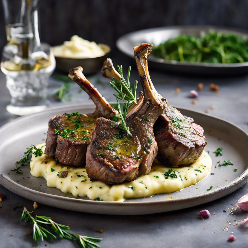 Herb-Crusted Lamb Chops with Garlic Mashed Potatoes Recipe | cookAIfood