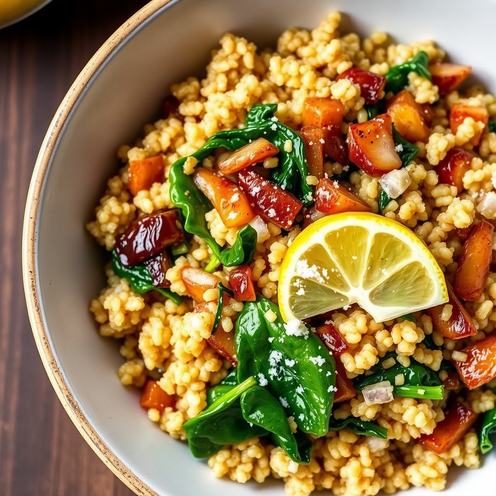 Savory Onion and Spinach Quinoa Bowl