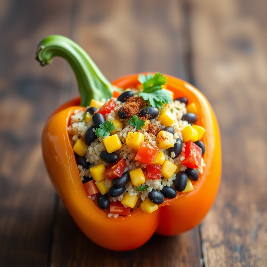 Savory Quinoa And Black Bean Stuffed Bell Pepper Recipe Cookaifood