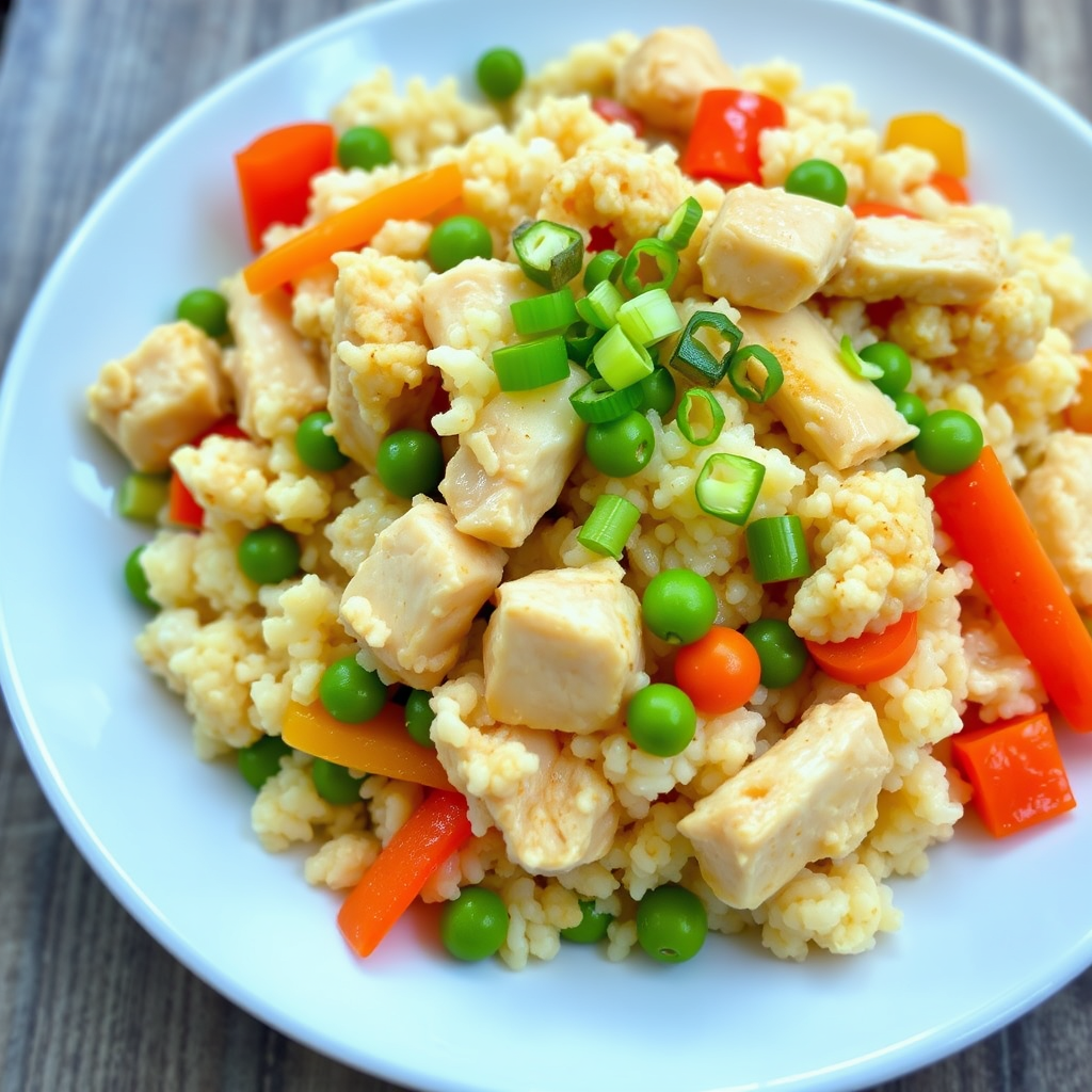 Cauliflower Fried Rice with Chicken Recipe cookAIfood