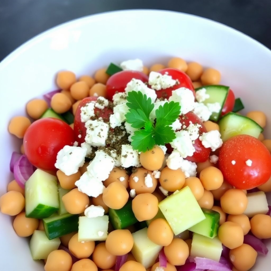 Mediterranean Chickpea Salad Bowl Recipe | cookAIfood