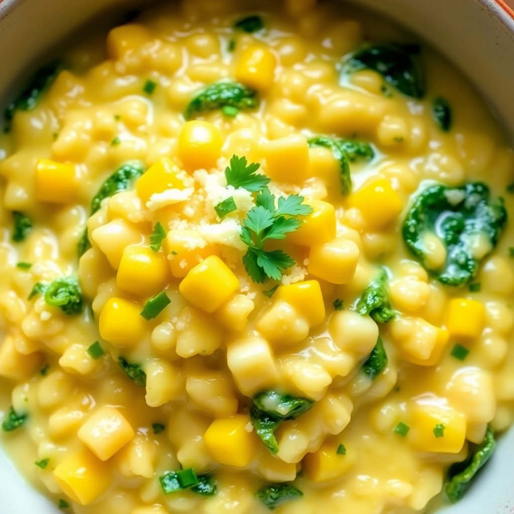 Creamy Corn and Spinach Risotto
