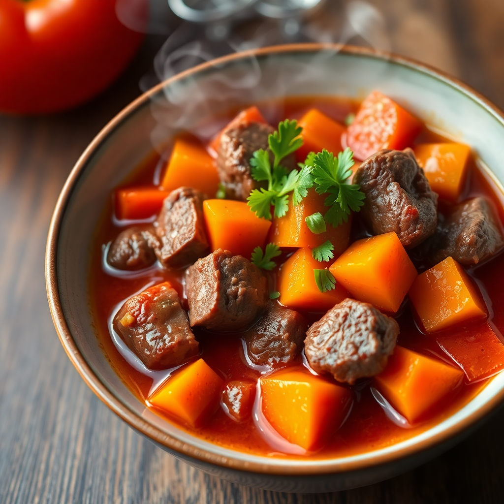 Hearty Beef and Tomato Vegetable Soup Recipe cookAIfood