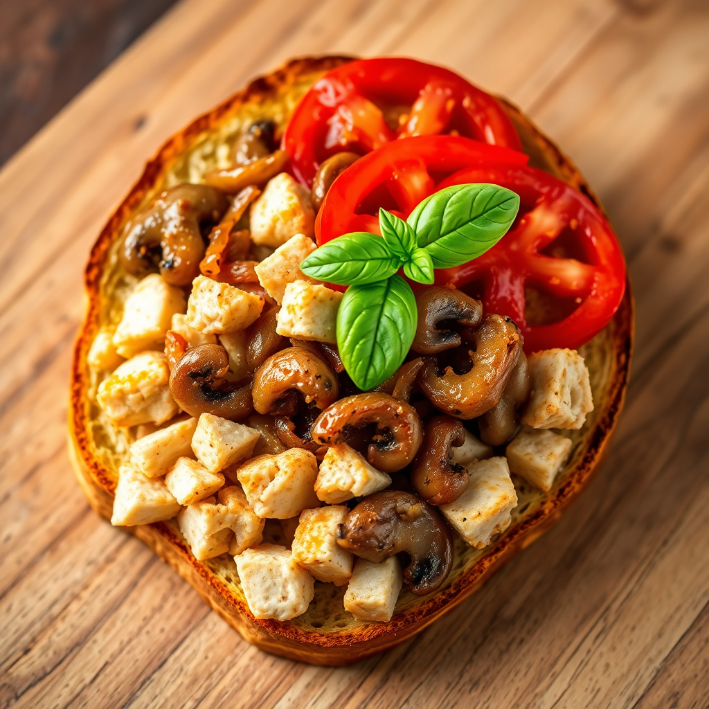 Savory Chicken and Mushroom Open-Faced Sandwich