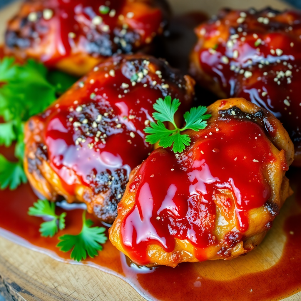 Ketchup Glazed Chicken Thighs