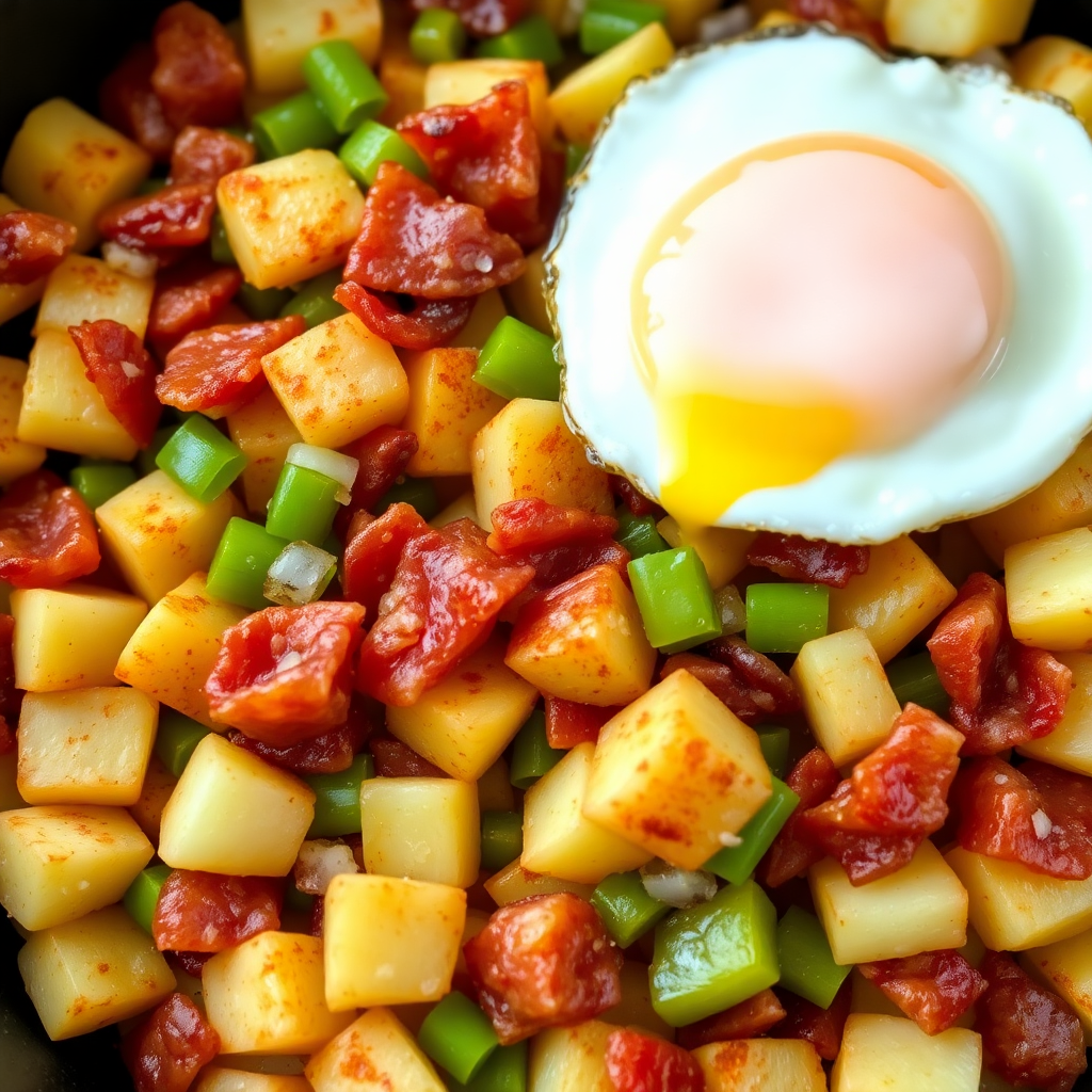 Garlic Potato and Bacon Hash Recipe | cookAIfood