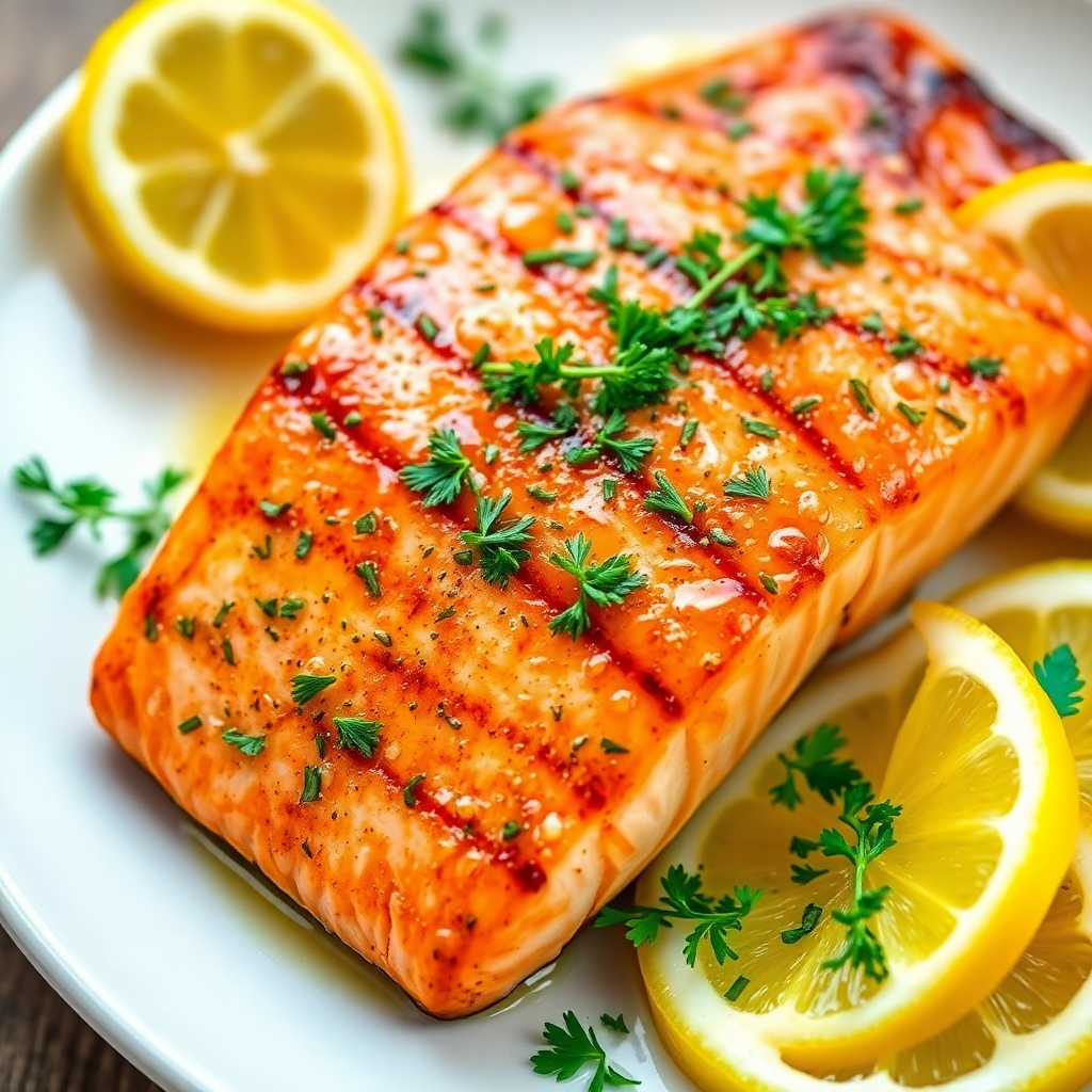 Lemon Herb Grilled Salmon Recipe | cookAIfood