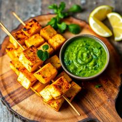 Paneer Tikka with Tangy Mint Chutney