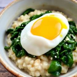 Savory Oatmeal with Spinach and Poached Egg