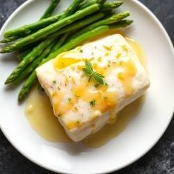 Lemon Butter Cod with Steamed Asparagus