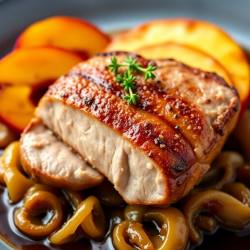 Pork Tenderloin with Peaches and Caramelized Onions