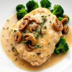 Creamy White Wine Chicken with Mushrooms and Broccoli