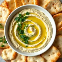 Zesty Lemon Herb Hummus with Pita Chips
