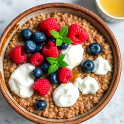 Russian Buckwheat Kasha with Cottage Cheese and Berries