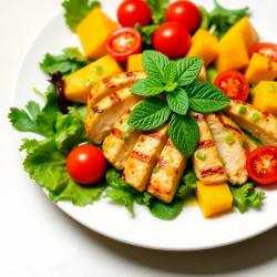 Cantaloupe and Grilled Chicken Salad with Mint Dressing