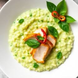 Sous Vide Chicken Green Curry Risotto