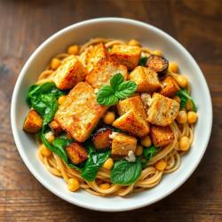 Muscle-Building Chicken, Aubergine & Whole Wheat Pasta Power Bowl