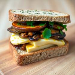 Mushroom and Paneer Cheese Wheat Bread Sandwich