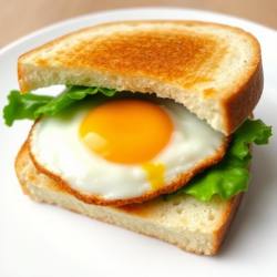 Crispy Fried Egg Sandwich with Lettuce and Mayo