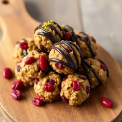 Spiced Cranberry-Walnut Bites with Dark Chocolate Drizzle