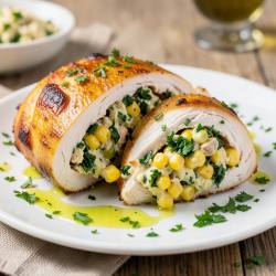 Creamy Corn and Herb Stuffed Chicken Breast