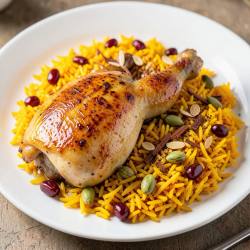 Persian Saffron Chicken with Jeweled Rice