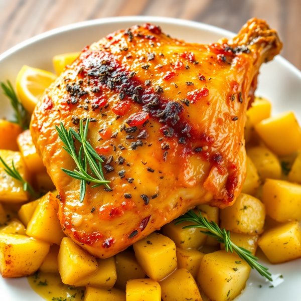 Herb-Roasted Chicken Thigh with Crispy Potatoes