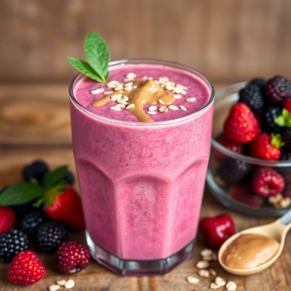 High-Protein Berry Peanut Butter Smoothie